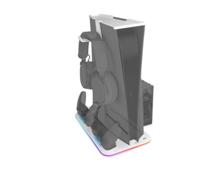 Soporte Multifunción PS5 RGB MARS GAMING MPS5-B Cargador Doble Mandos Soporte Juegos y Auriculares Blanco
