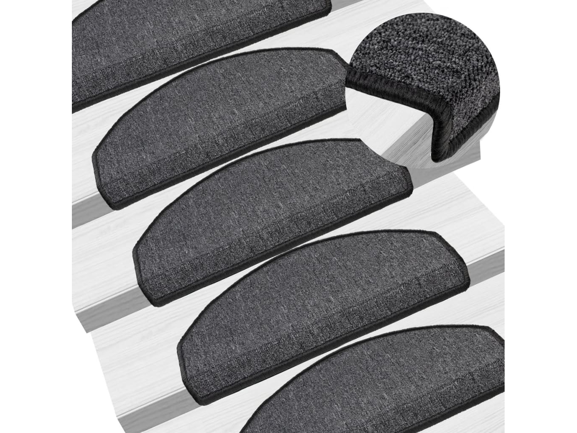 Alfombras para escaleras (15 unidades, 65 x 24 x 4 cm, antracita, DKD HOME DECOR)