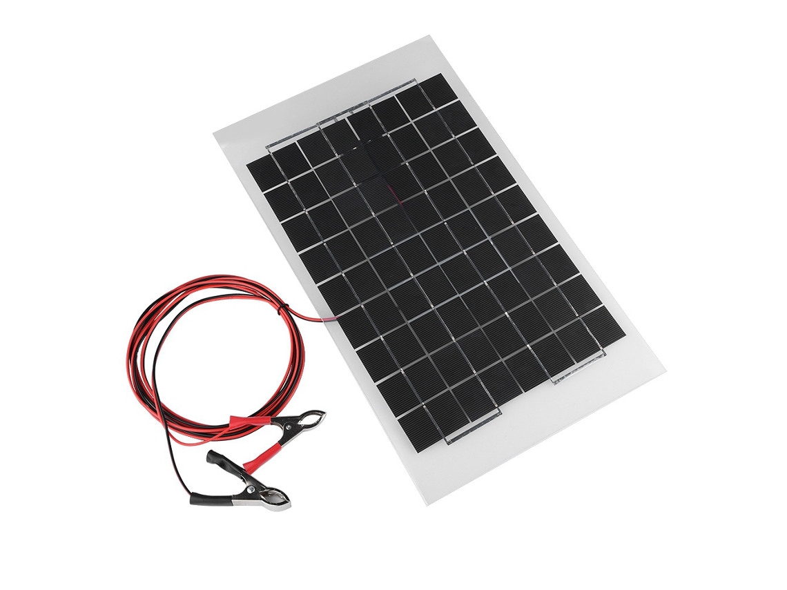 Panel Solar (material Policristalino 12v 10w Con Cable Declip De Cocodrilo Para Carga Portátil)