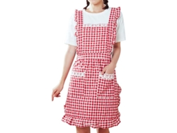 2026da-delantal Linjou De Algodón Cuadrillé Rojo Con Bolsillos Para Cocina Repostería Regalo De Cumpleaños
