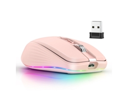 Ratón inalámbrico para juegos Yizhood M303 USB 2.4G BT5.1 tipo C, recargable, modo dual, 2400 DPI, RGB, rosa claro