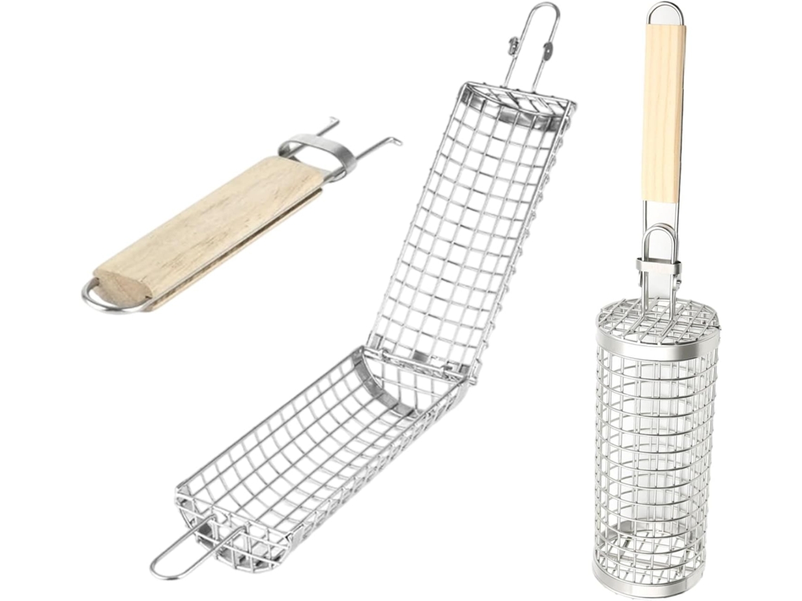 Juego de 2 cestas apilables para barbacoa, accesorio Gokoco