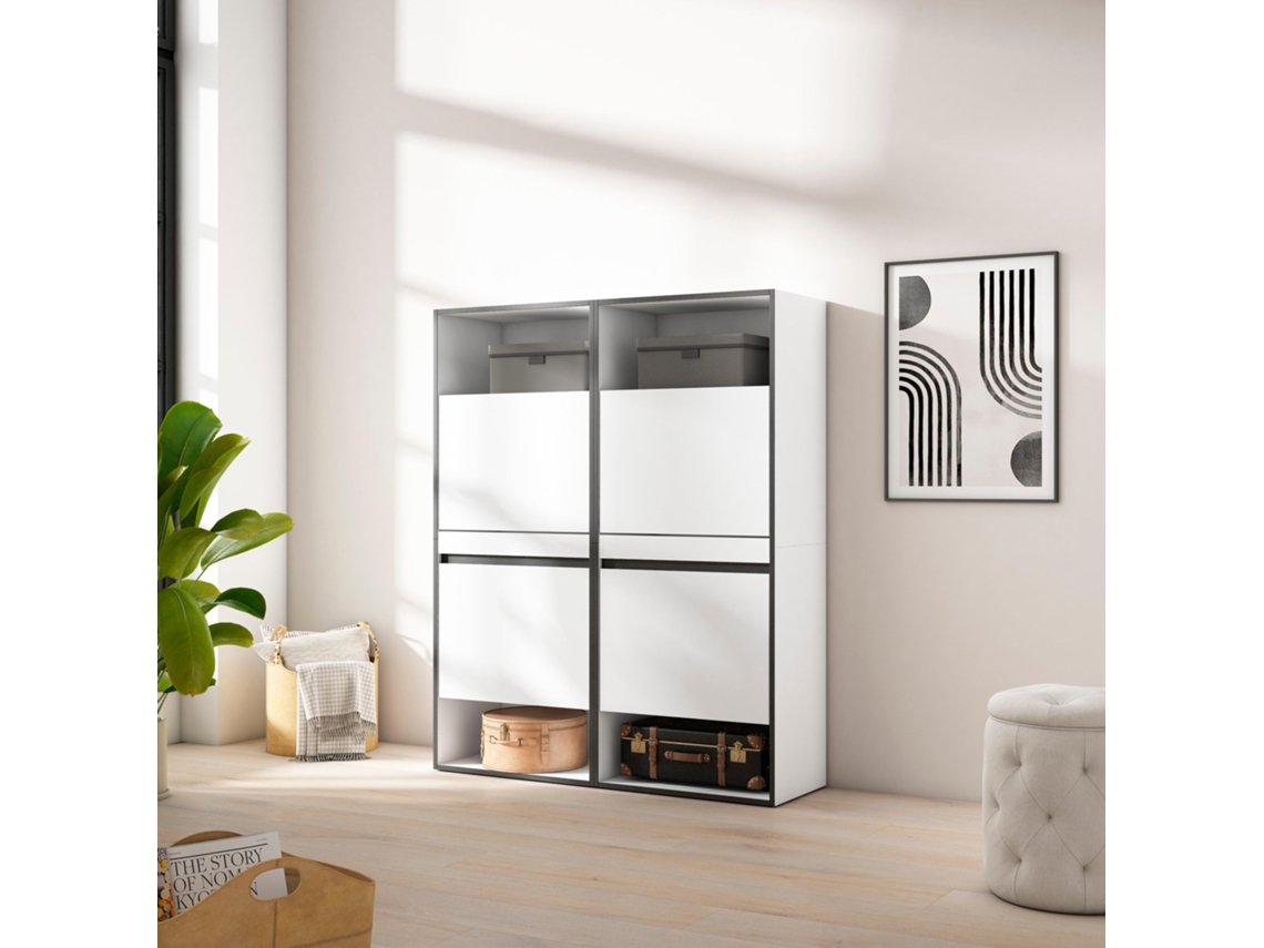 Zapatero, 120x145x35 cm, Dormitorio, habitación, Mueble auxiliar, Blanco SKRAUT HOME