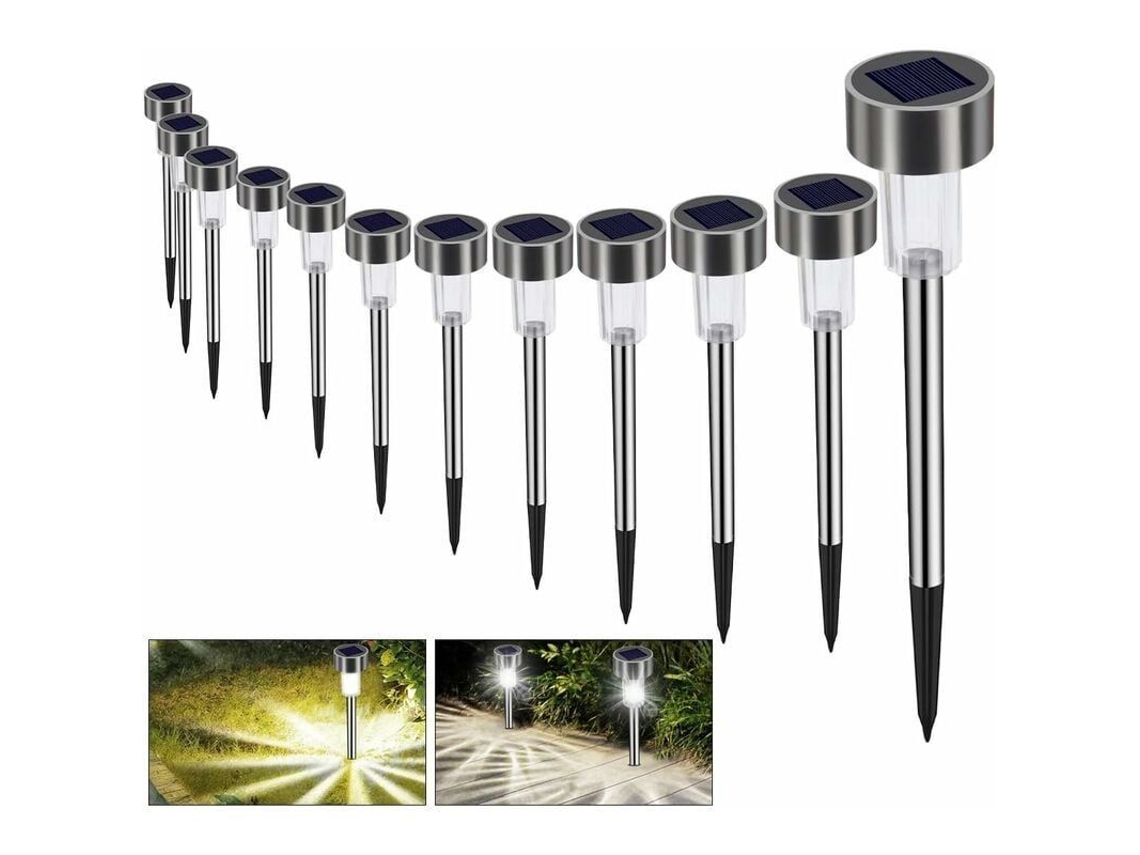 12 Luces Solares Impermeables Para Jardín, Led Blanco Frío, Para Caminos Y Césped.