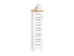 Almacenamiento de papel higiénico, diseño que ahorra espacio, construcción duradera de MDF, color blanco.