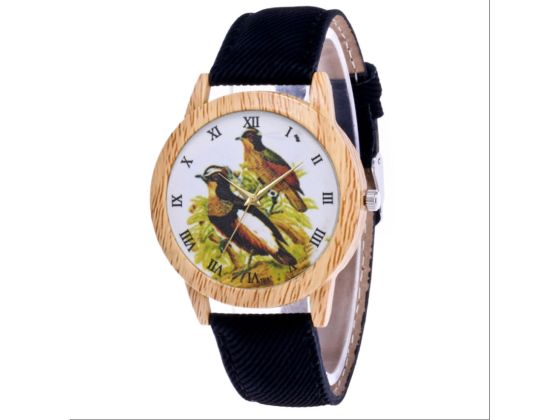 Reloj De Pulsera Unisex De Cuarzo Con Correa Vaquera, Zhoulianfa Stylish Animals, Negro.