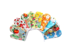 Manoplas de horno de algodón y poliéster con estampado y cordón para cocina y microondas