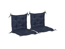 Juego De 2 Cojines Para Silla, 98 X 50 Cm, Con Lazos, Funda De Tela De 8 Cm De Grosor, Color Azul Oscuro.