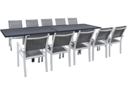 Conjunto De Jardín Extensible <<lagos>> - 200/320 X 105 X 76 Cm - 10 Sillas - Gris Oscuro