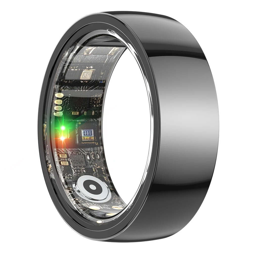(8 Yardas Negro) Anillo Inteligente De Cerámica A Prueba De Agua Salud Fitness Tracker Presión Arterial Oxígeno Frecuencia Cardíaca
