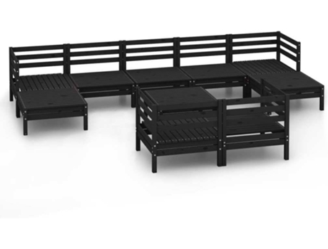 Conjunto 10 de muebles de jardín VIDAXL madera maciza de pino negro