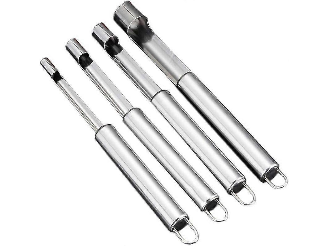 Set De 4 Extractor De Huesos De Acero Inoxidable Para Manzanas Peras Y Frutas Plata