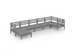 Conjunto 7 de muebles de jardín VIDAXL madera maciza de pino gris