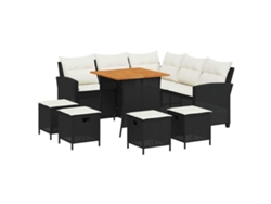 Maison Exclusive - Set De Sofás De Jardín En Forma De L Con Cojines 6 Pzas Negro