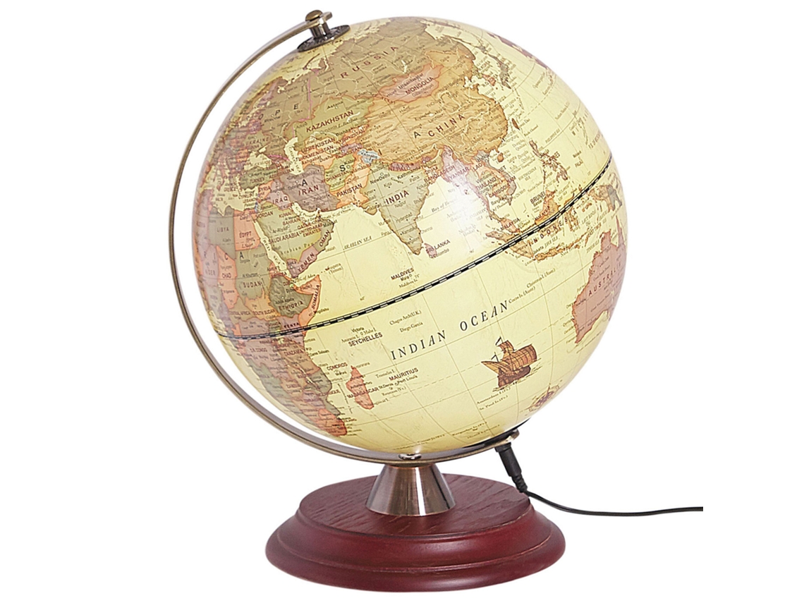 Globo terráqueo LED decorativo BELIANI Vespucci de Material sintético Amarillo 25x25x30