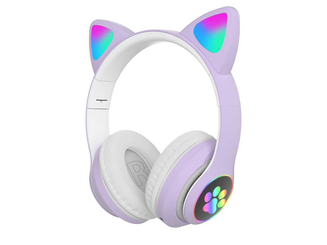 Auriculares Con Orejas De Gato (morados), Estéreo, Con Micrófono, Inalámbricos.