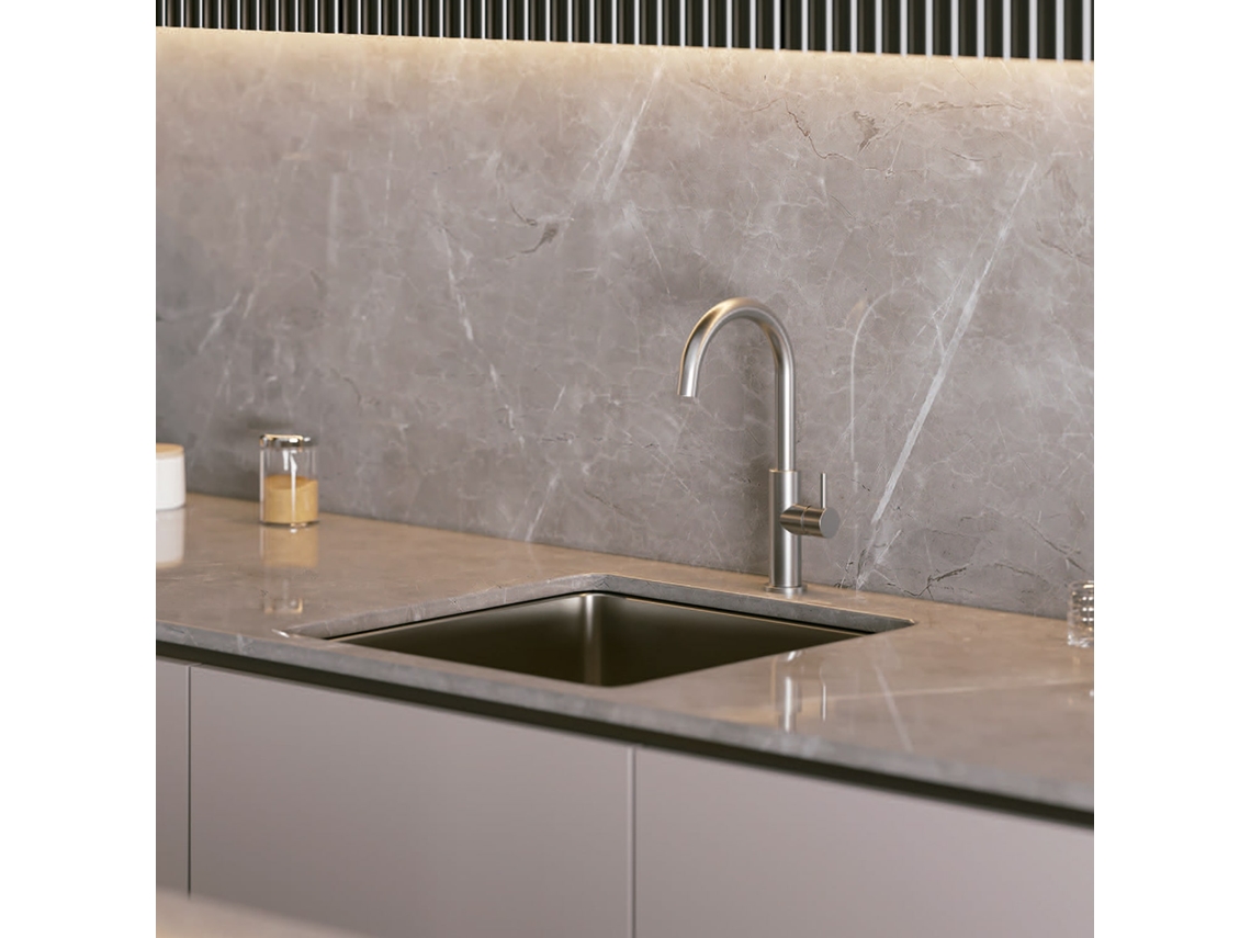 Grifo de cocina para uso interior y exterior en acero inoxidable 316L con acabado resistente a la corrosión - Sined