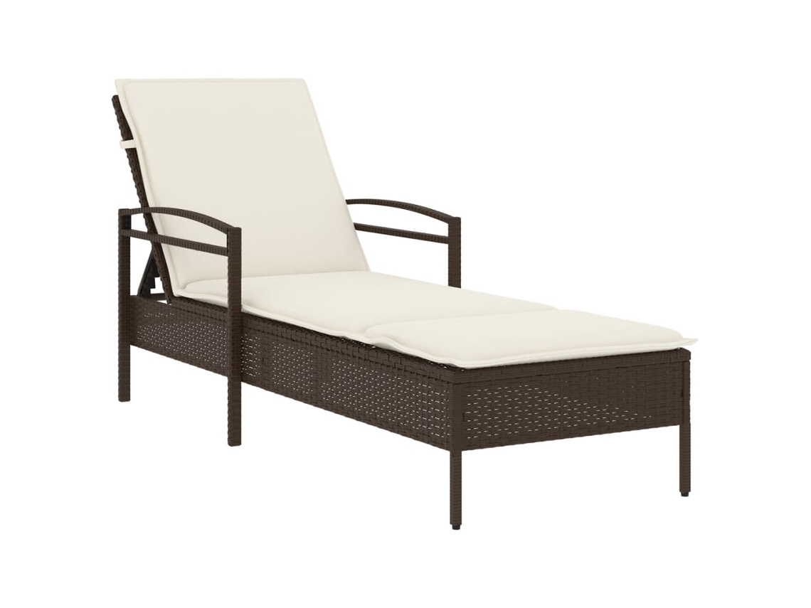 Sillón con cojín, mimbre, patas marrones, MAISON EXCLUSIVE (63x200x81 cm)
