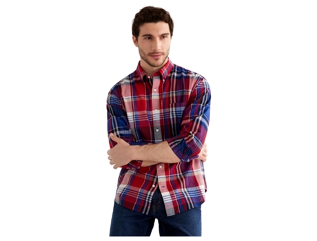 Camisa de Hombre GANT Rel Lavado Pllin Check Rojo (L)