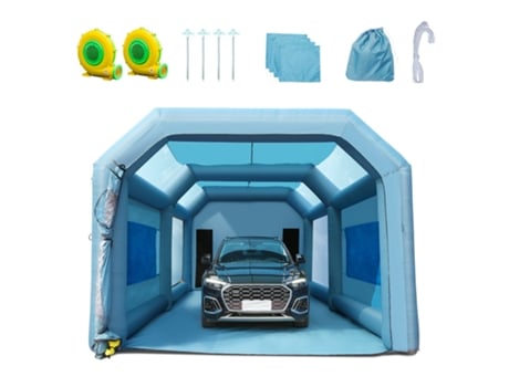 VEVOR Cabina de pintura inflable 23 x 13 x 8,5 pies carpa de pintura automotriz con 2 sistemas de filtración de ventiladores