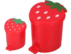 Juego De 2 Mini Papeleras De Escritorio De Plástico Rojo, Papeleras Pequeñas Con Diseño De Fresa.