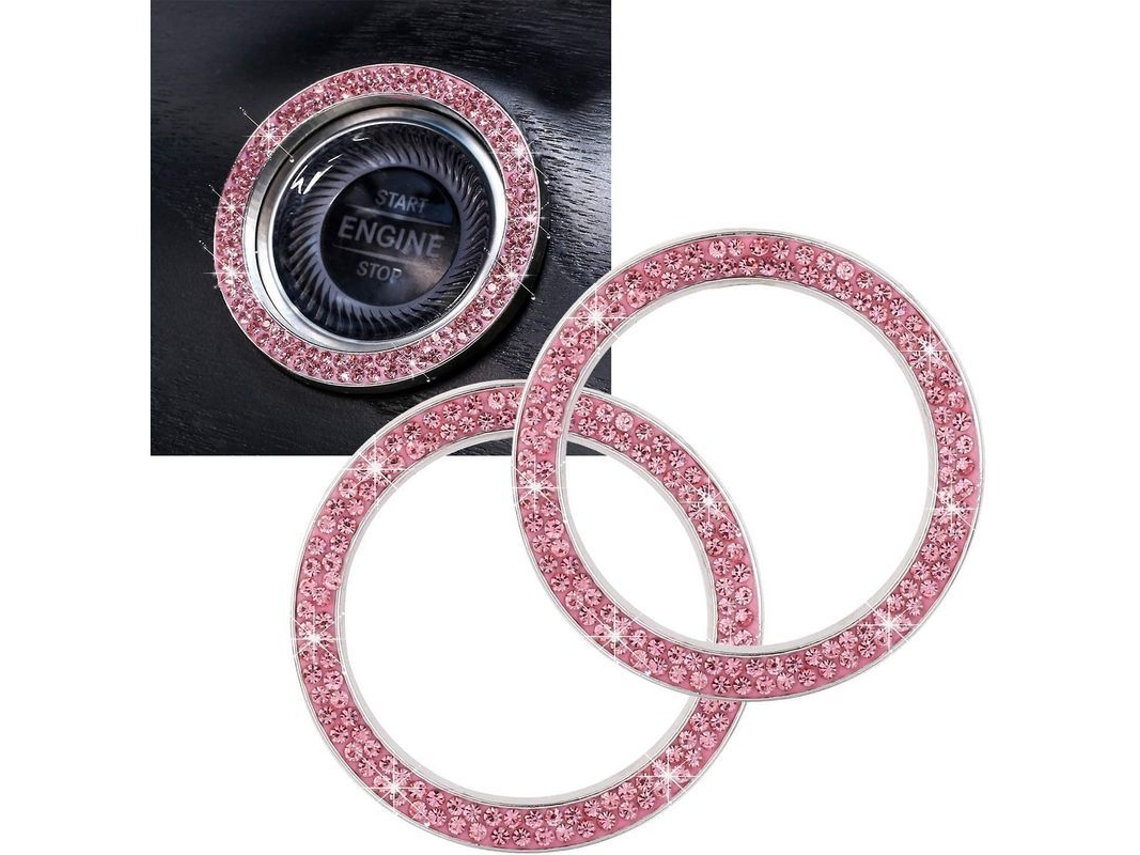 2026altiro-pegatina De Anillo De Diamante Para Botón De Arranque Del Coche, Accesorio Interior Para Mujer, 2 Piezas
