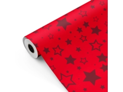 Rollo Papel Regalo Estrellas Rojo 62cm X 80m Bobina Resistente Cumpleaños Eventos - Fp Fiesta Paper
