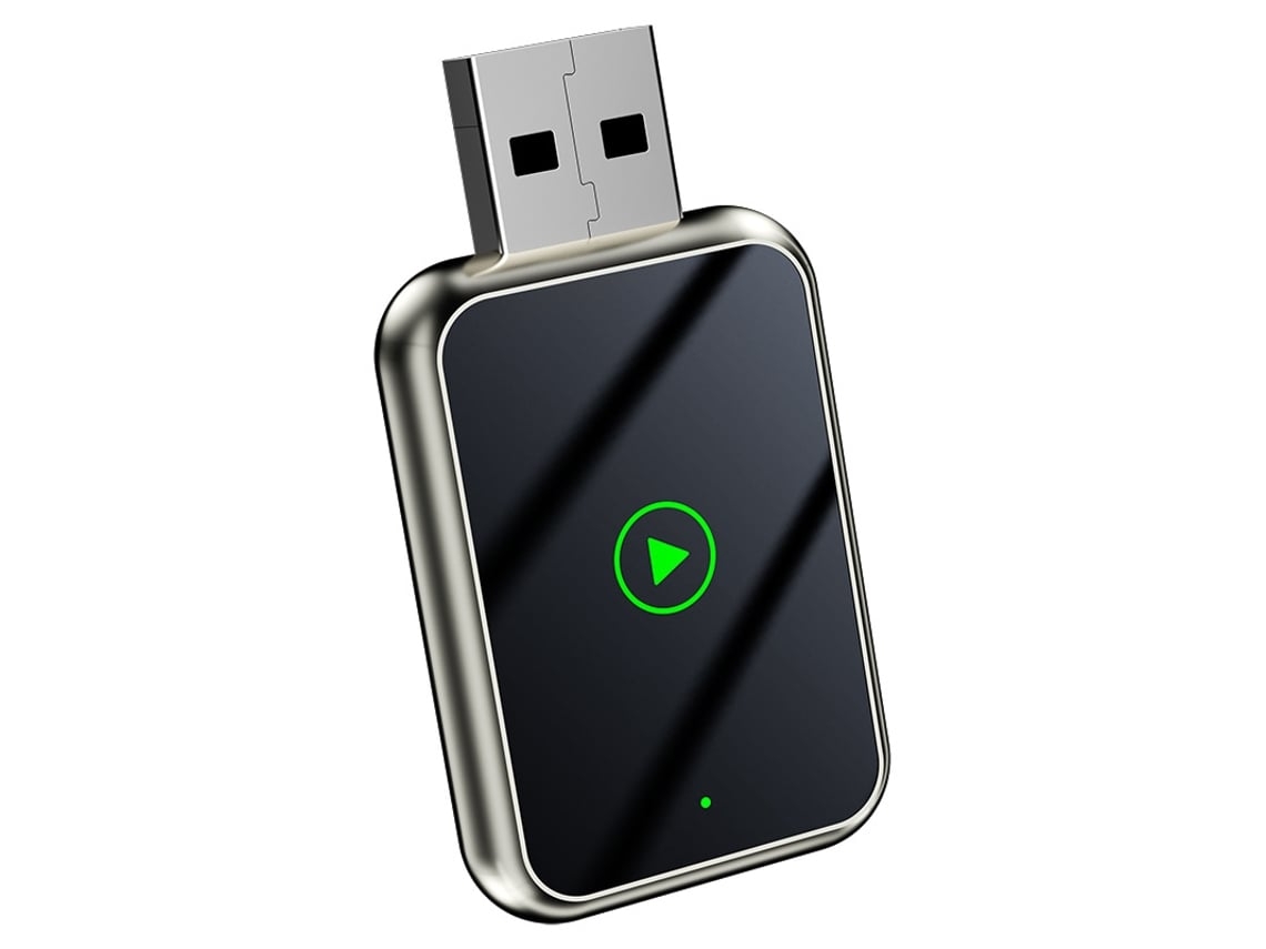 Adaptador Carplay Inalámbrico Q1j Dorado Champaña Con Borde Metálico Conexión Rápida Baja Latencia Plug And Play Auto
