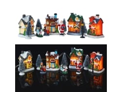 Conjunto De Aldea Navideña Con Casitas Miniatura Iluminadas Con Led - Regalo De Resina - Decoración Navideña
