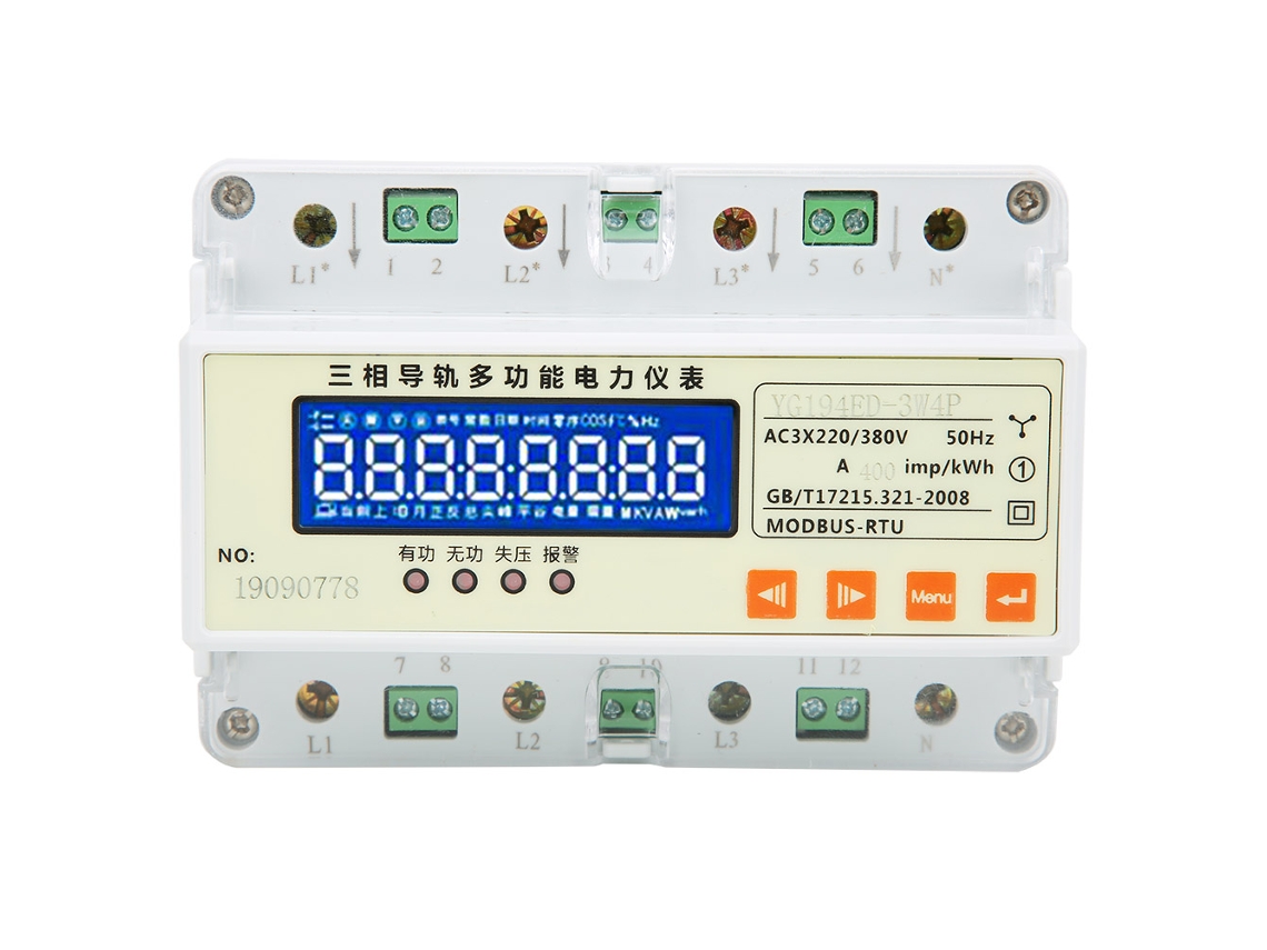 Medidor de electricidad digital LCD multifuncional YG194ES-3W4P con RS485 220V