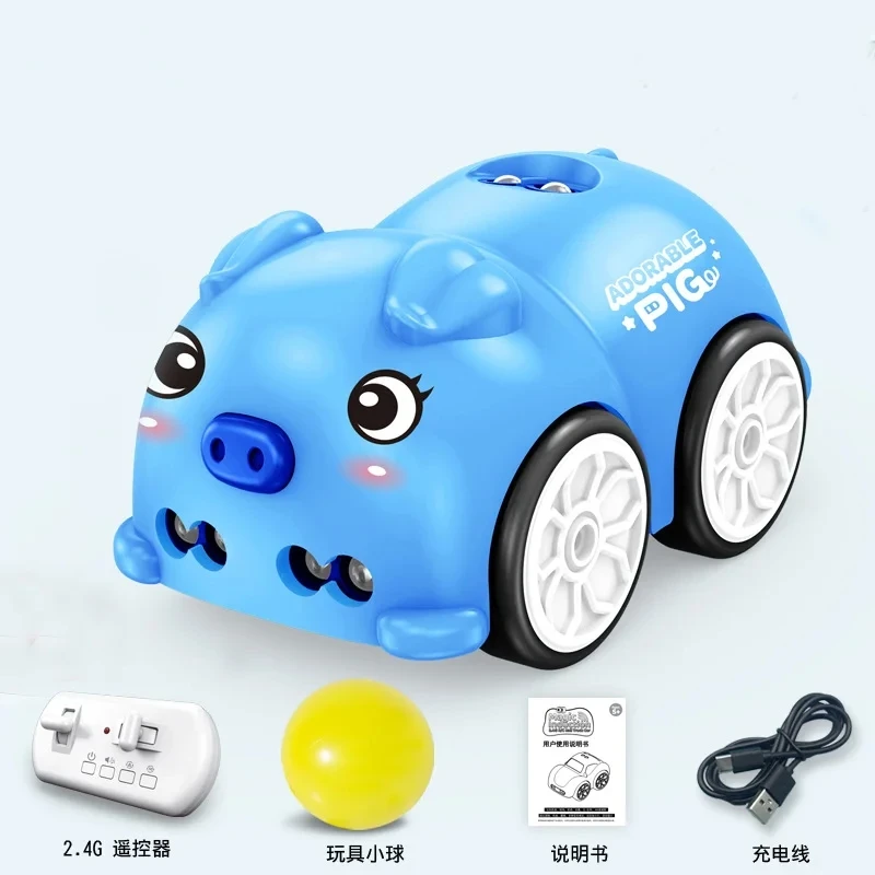 (blue Pig) Coche De Juguete Eléctrico, Con Funciones De Evitación De Obstáculos, Seguimiento Y Carga.