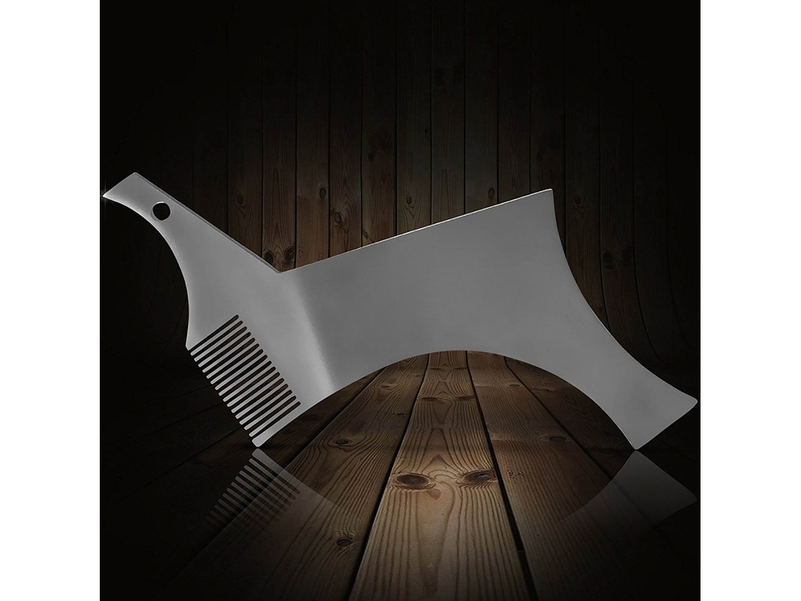 Modelo De Moldura Para Barba Em Aço Inoxidável - Guia De Modelagem E Estilo Com Lâminas E Trimmers Para Linhas Perfeitas