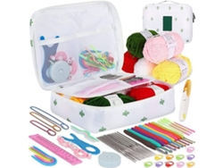 Kit de crochet de 58 piezas para principiantes, incluye hilo, agujas de crochet ergonómicas de 2,0 a 6,0 mm y estuche.