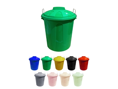 Cubo Basura de plástico Com Tapadera | Cubo almacenaje e reciclar Verde 100 litros