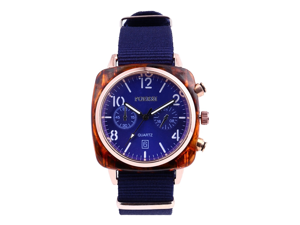 Reloj De Pulsera De Nailon Para Hombre Con Esfera Cuadrada Y Movimiento De Cuarzo (azul Real)