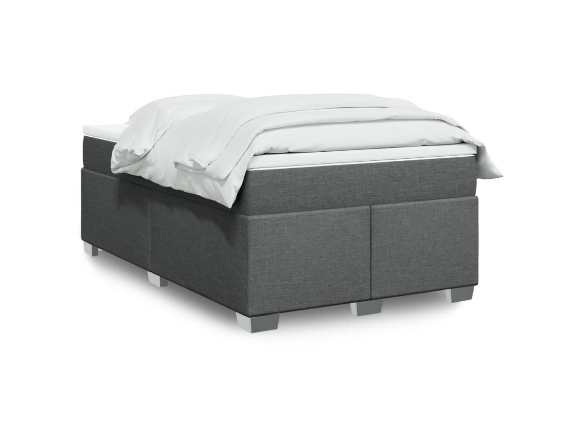 Cama Box Spring Con Colchón Tela Gris Oscuro 120x200 Cm