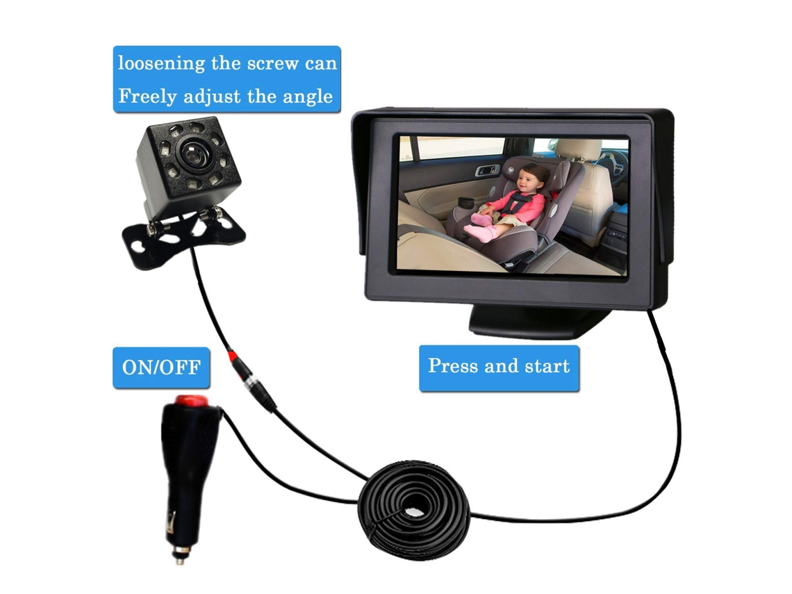 Monitor Para Bebé En Coche Con Pantalla De 4.3 Pulgadas Para Monitorización En Vehículo