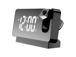 2026 Store-reloj Despertador Proyección Digital Led Con Espejo, Temperatura Y Memoria Apagado Negro Ajustable 360°