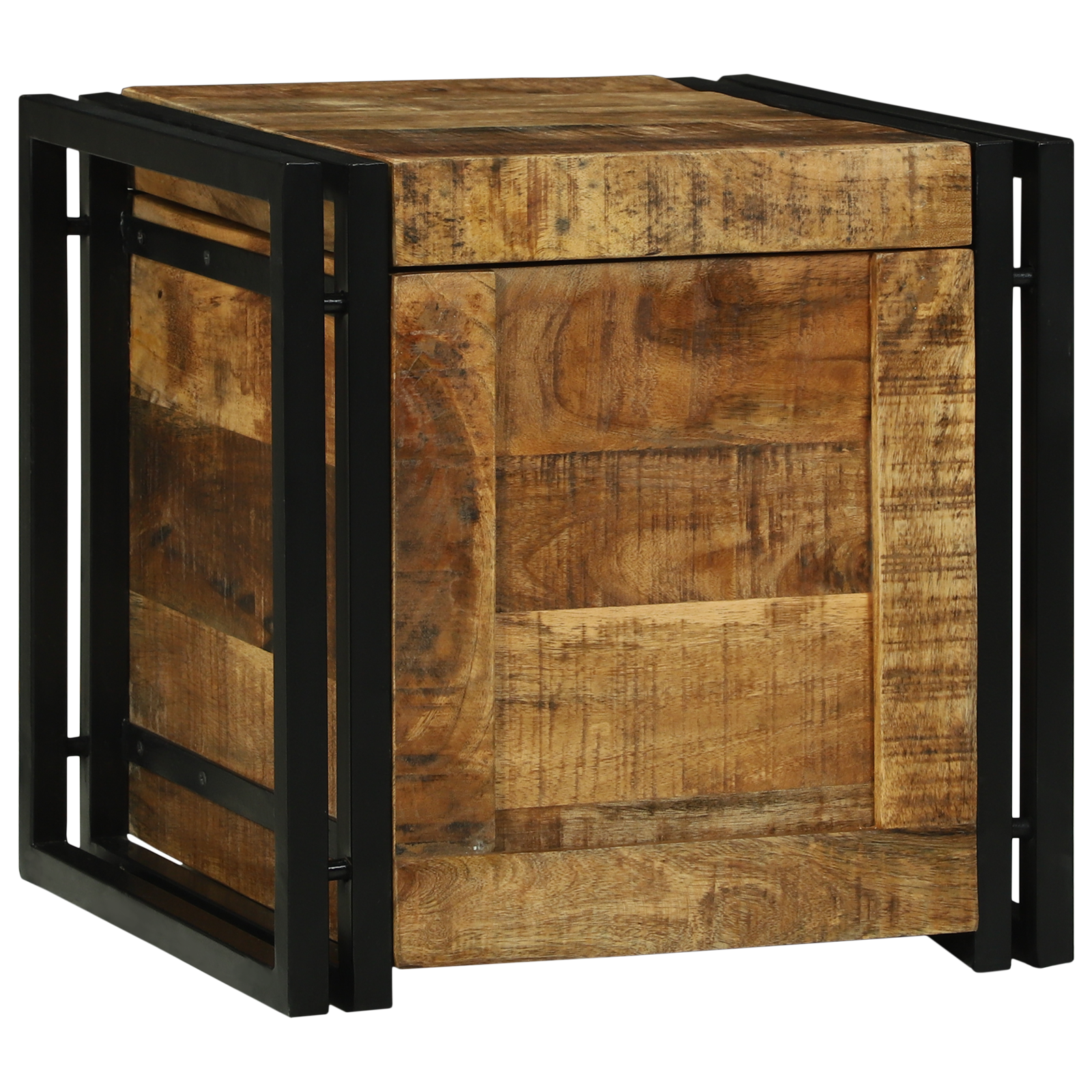 Caja de almacenamiento de madera maciza de mango Vidaxl marrón (40 x 40 x 40 cm)