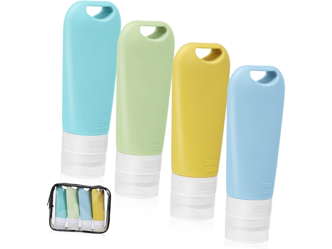 4 Pièces Bouteilles De Voyage Silicone Flacons Rechargeables Con Suspendu Contenants Para Shampo...