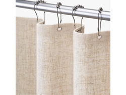 Cortina de ducha estilo rústico de lino beige con forro (183 x 183 cm)