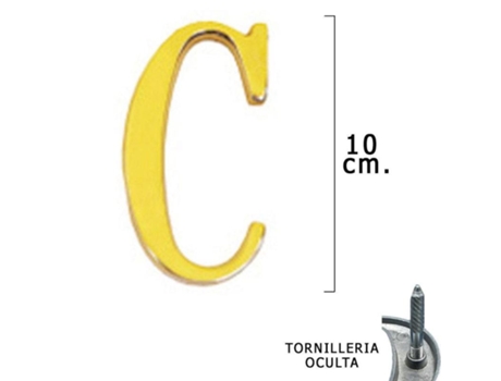 Letra Latón C 10 cm con Tornilleria Oculta (Blister 1 Pieza) WOLFPACK