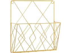 Revistero de pared de metal, organizador de revistas, dorado, apto para tamaños estándar