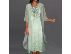 2026-vestido Boho Femenino Con Cardigan Estampado Floral Casual De Dos Piezas M Verde Claro