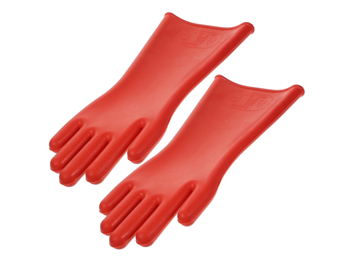 Guantes De Electricista Para Trabajo, De Goma, Aislantes, Rojos, Resistentes A La Abrasión.