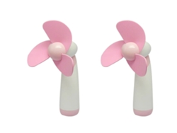 Mini ventilador de mano con batería, hojas de espuma sólida para el hogar y viajes, paquete de 2, color rosa Gusshious
