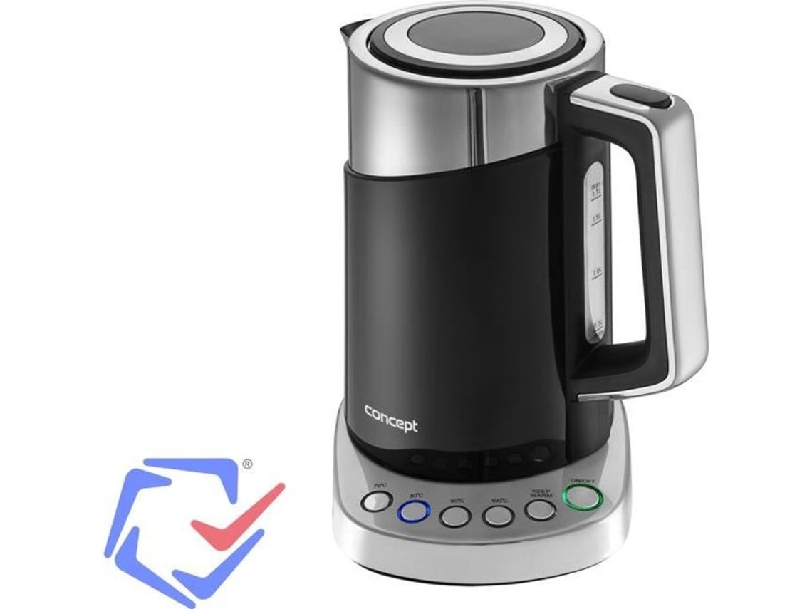 Hervidor Eléctrico Termorregulador Concept DW 1.7L Negro Ajustable con Selector de Temperatura Café Té