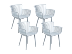 Conjunto De 4 Sillas De Plástico Para Interior Y Exterior Beliani Pesaro De Polipropileno Azul 58x45x84
