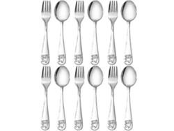 12 Piezas Cubiertos Niños Acero Inoxidable Cuchara Tenedor Juego Utensilios Niños Mano Pequeña Diseño Oso Regalo