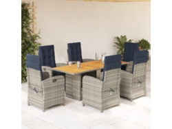 Juego de comedor de jardín de 7 piezas con cojines de mimbre beige de DKD Home Decor